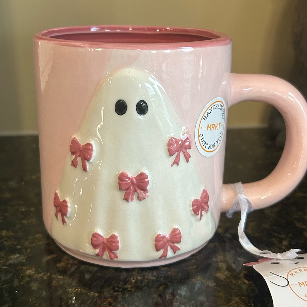 Pink Ghost Mug with Bows